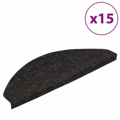 vidaXL Stair Mats Self-adhesive 15 pcs 65x22.5x3.5 cm Anthracite