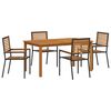 vidaXL Garden Dining Set 5 pcs Black Solid Acacia Wood