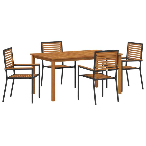 vidaXL Garden Dining Set 5 pcs Black Solid Acacia Wood