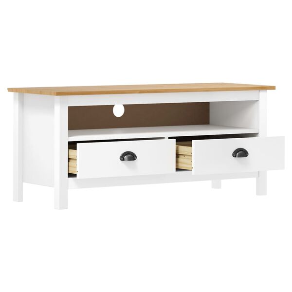 vidaXL TV Cabinet Hill White 110x40x47 cm Solid Pine Wood