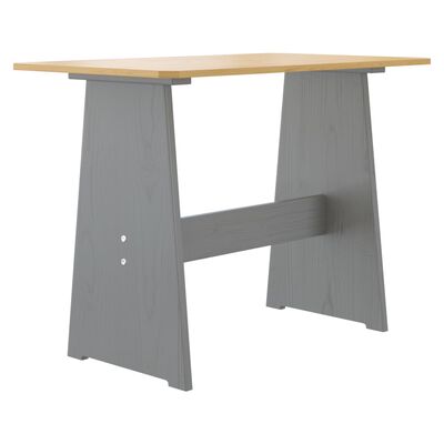 vidaXL Dining Table with Bench Honey Brown and Grey Solid Pinewood