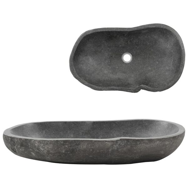 vidaXL Wash Basin River Stone Oval 60-70 cm