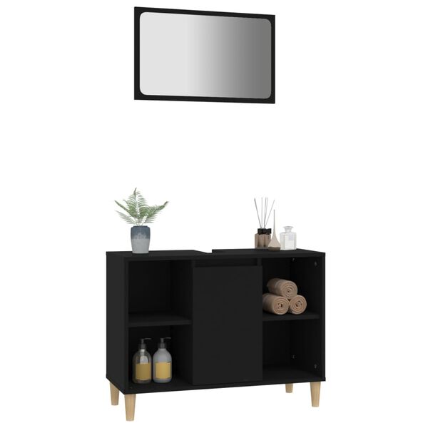 vidaXL 2 Piece Bathroom Furniture Set Black Engineered Wood