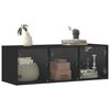 vidaXL Wall Cabinet with Glass Doors Black 102x37x35 cm