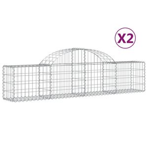 vidaXL Arched Gabion Baskets 2 pcs 200x30x40/60 cm Galvanised Iron