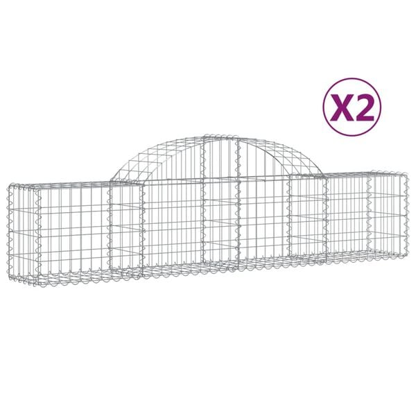 vidaXL Arched Gabion Baskets 2 pcs 200x30x40/60 cm Galvanised Iron