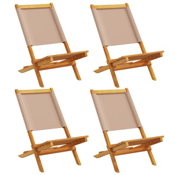 vidaXL Folding Garden Chairs 4 pcs Taupe Fabric and Solid Wood