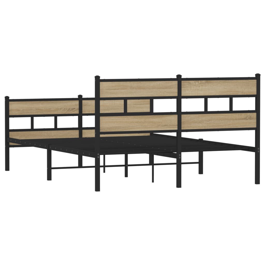 vidaXL Metal Bed Frame without Mattress Sonoma Oak 150x200 cm King Size