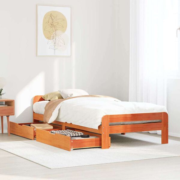 vidaXL Bed frame without Mattress Wax Brown 90x200 cm Solid Wood Pine