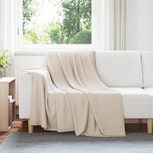 vidaXL Throw Blanket Beige 200 x 150 cm Fleece