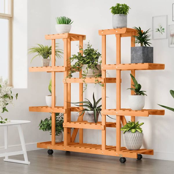 vidaXL Flower Stand with Wheels 110x25x115 cm Solid Wood Fir