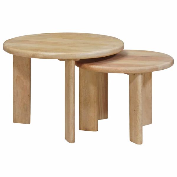 vidaXL Nesting Tables 2 pcs Black Solid Mango Wood