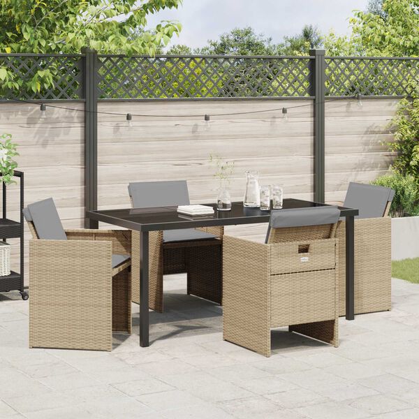 vidaXL Garden Dining Set 5 pcs Beige Poly Rattan