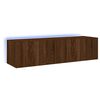 vidaXL TV Wall Cabinets with LED Lights 2 pcs Brown Oak 60x35x31 cm