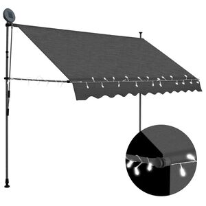 vidaXL Manual Retractable Awning with LED 300 cm Anthracite