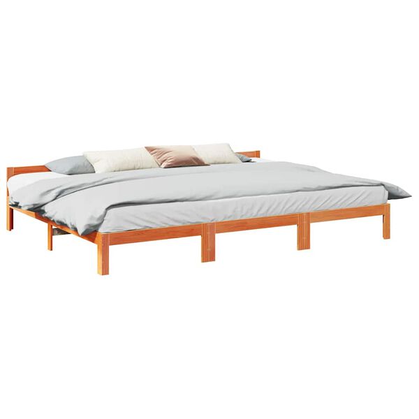 vidaXL Family Bed Frame No Mattress Wax Brown 270x200 cm Solid Wood Pine