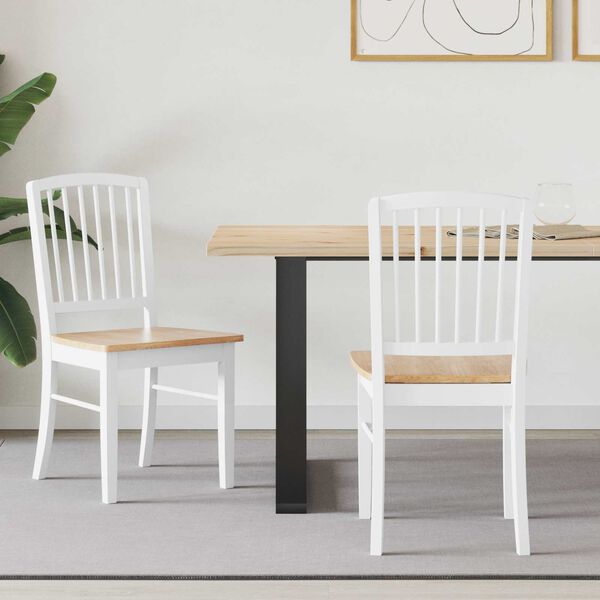 vidaXL Dining Chairs 2 pcs White 50 x 52.5 x 91 cm Solid Rubber Wood