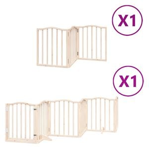 vidaXL Dog Gate with Door Foldable 9 Panels 450 cm Poplar Wood