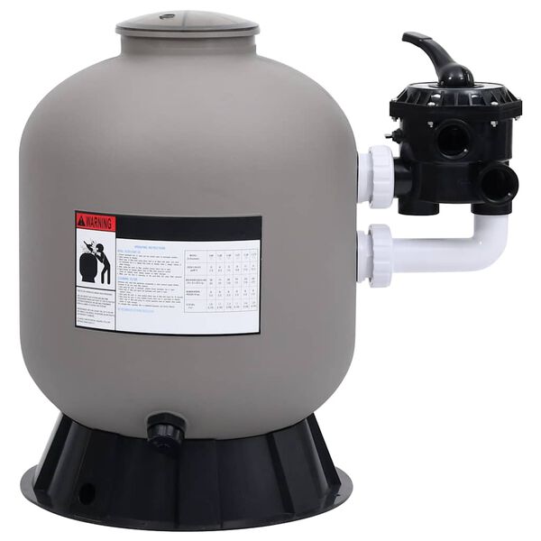 vidaXL Pool Sand Filter with Side Mount 6-Way Valve Grey