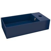 vidaXL Bathroom Sink with Overflow Ceramic Dark Blue