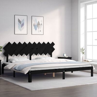 vidaXL Bed Frame with Headboard Black 200x200 cm Solid Wood