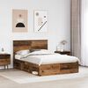 vidaXL Bed Frame with Headboard Old Wood 160 x 200 cm Solid Pine Wood