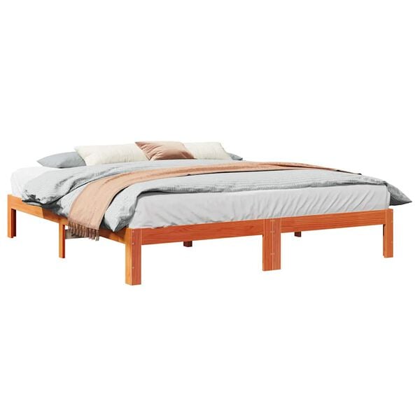 vidaXL Bed Frame without Mattress Wax Brown 180x200 cm Super King Solid Wood Pine