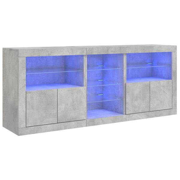 vidaXL Sideboard with LED Lights Concrete Grey 162x37x67 cm