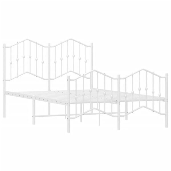 vidaXL Metal Bed Frame without Mattress with Footboard&nbsp;White 120x200cm