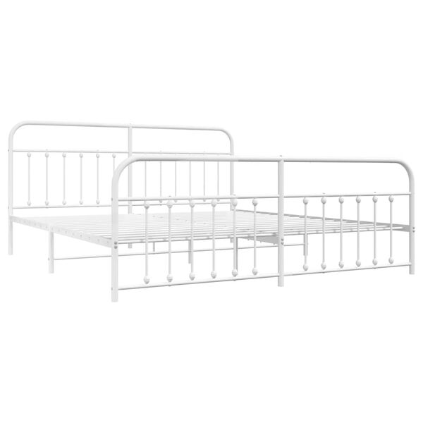 vidaXL Metal Bed Frame without Mattress with Footboard White 193x203cm