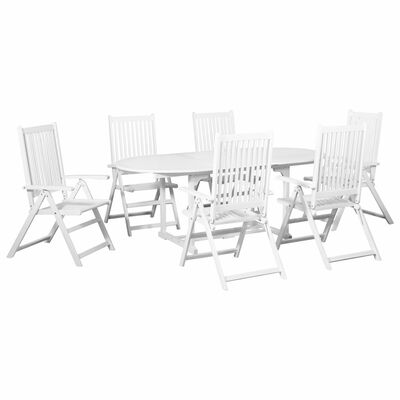 vidaXL 7 Piece Outdoor Dining Set Wood White with Extendable Table