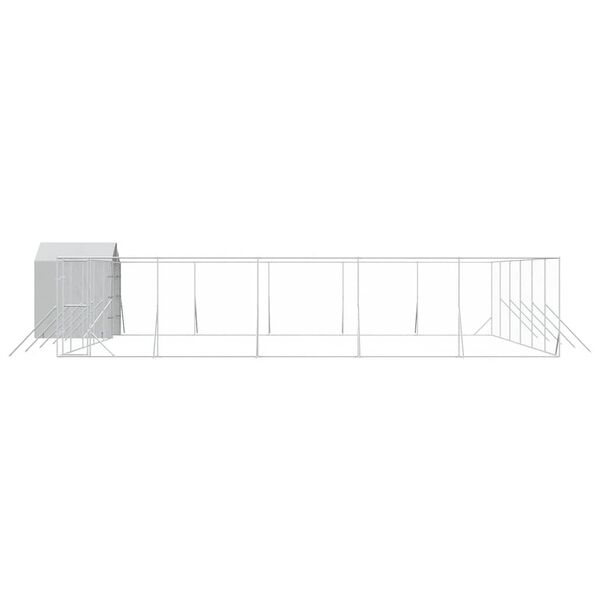 vidaXL Outdoor Dog Kennel with Roof Silver 12x12x2.5 m Galvanised Steel