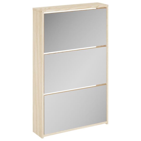 vidaXL Shoe Cabinet 3-Layer Mirror Oak 63x17x102.5 cm