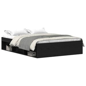 vidaXL Bed Frame without Mattress Black Oak 135x190 cm Engineered Wood