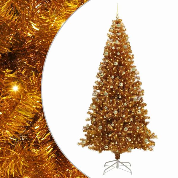 vidaXL Christmas Tree with 300 LEDs with Stand Gold 240 cm PET