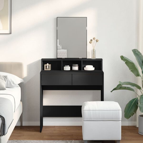vidaXL Dressing Table with Mirror Black 80x41x144.5 cm