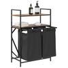 vidaXL Laundry Basket 2 Compartments with Shelves Smoked Oak