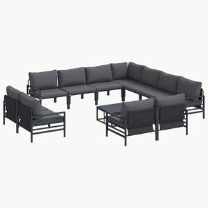 vidaXL Garden Sofa Set 12 pcs Black Steel