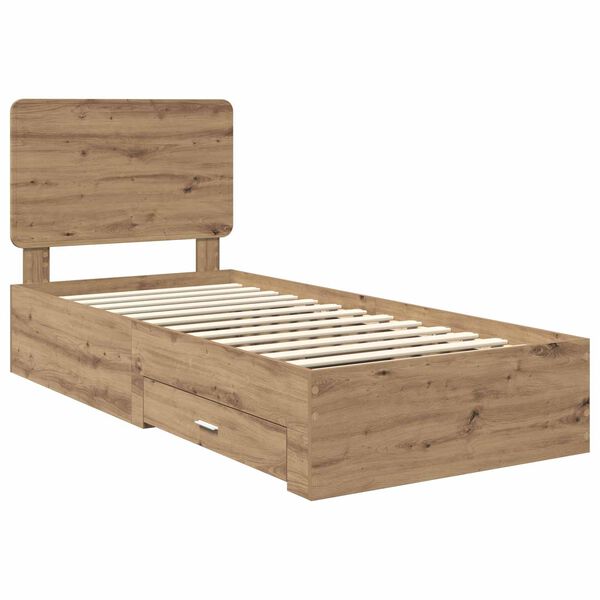 vidaXL Bed Frame with Drawer Artisan Oak 90 x 200 cm Engineered Wood