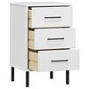 vidaXL Bedside Cabinet with Metal Legs White Solid Wood Pine OSLO