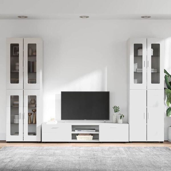 vidaXL TV Cabinet Set FLORIN High Gloss White Engineered Wood