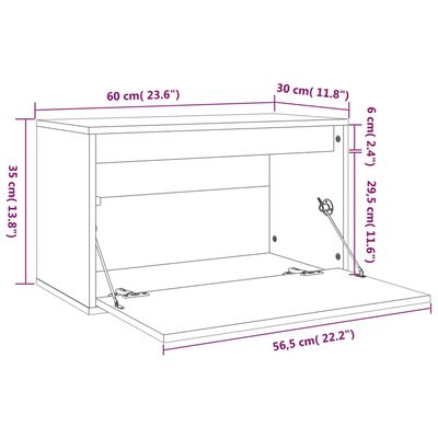 vidaXL Wall Cabinet 60x30x35 cm Solid Pinewood
