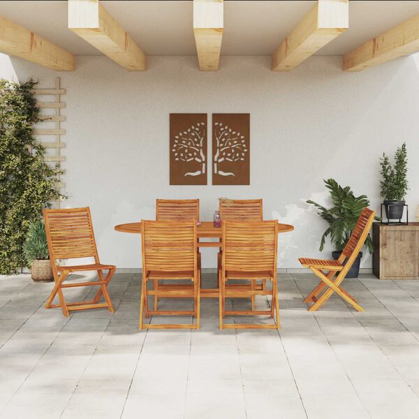 vidaXL Garden Dining Set Folding 7 pcs Brown Solid acacia wood