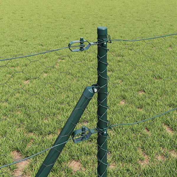 vidaXL Fence Post Grey 50 x 0.6 m (50 mm mesh) Steel and PVC