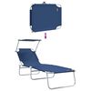 vidaXL Sun Lounger Folding 2-person 2 pcs Blue 58 x 188 x 77cm Fabric