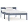 vidaXL Bed Frame without Mattress Grey Solid Pine Wood 90x200 cm (283196+321989)