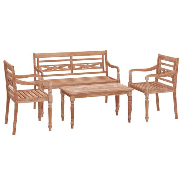 vidaXL 4 Piece Garden Lounge Set Solid Wood Teak