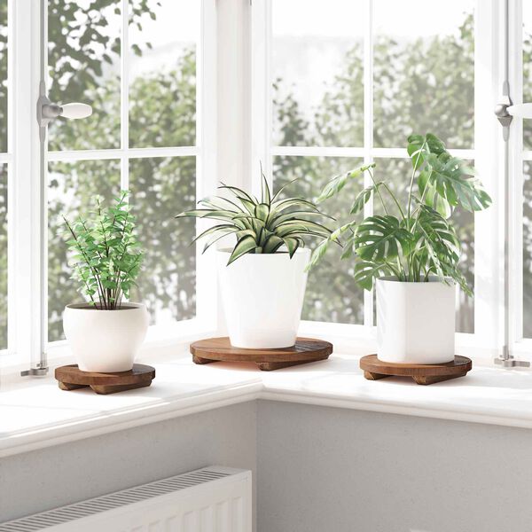 vidaXL Plant Stool 3 pcs Brown Mahogany Wood