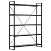 vidaXL 5-Tier Bookcase Black 140x30x180 cm Solid Mango Wood