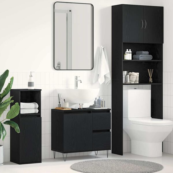 vidaXL Bathroom Sink Cabinet Black Oak 65 x 33 x 60 cm Engineered Wood